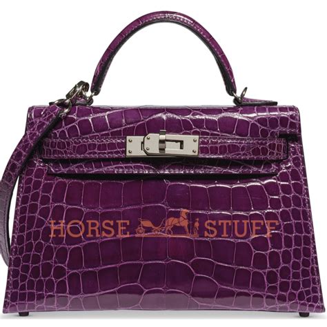 Hermes Cassis PHW Crocodile Mini Kelly II 20 cm .